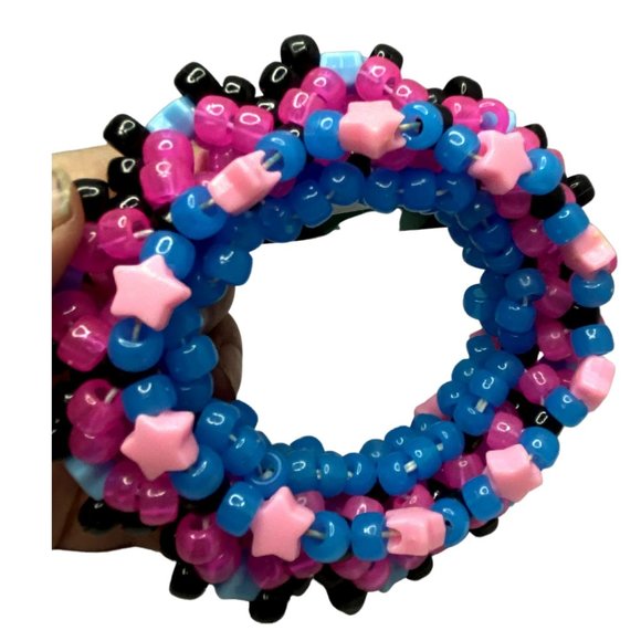 Super Nova 3d Kandi Cuff/Glow-in-Dark Pink-Blue/Light Blue-Light Pink  12 Inches - Picture 6 of 8